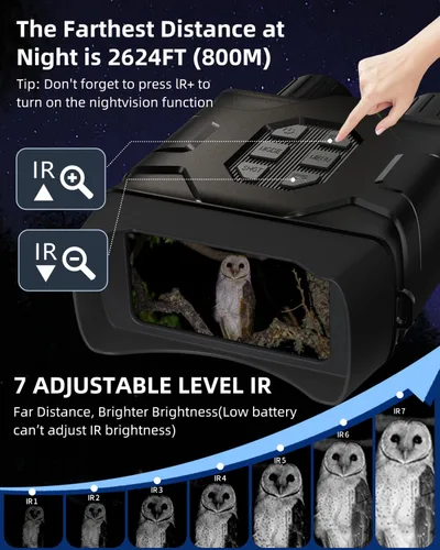 Miniatura 3 de Gafas de visión nocturna 5K 96MP Binoculares de visión nocturna con pantalla LCD de 4 pulgadas y zoom 10X con infrarrojos, batería recargable