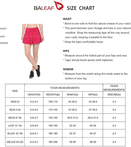 Miniatura 6 de BALEAF Women's Athletic Golf Skirt Tennis Skort Pleated with Pockets