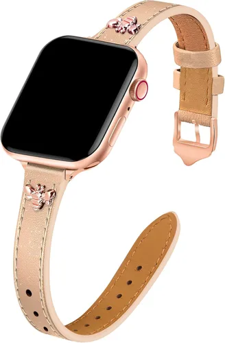 Miniatura 31 de JR.DM Correas de cuero delgadas compatibles con Apple Watch Band 1.496 in 1.575 in 1.614 in 1.654 in 1.732 in 1.772 in 1.811 in 1.929 in, correa