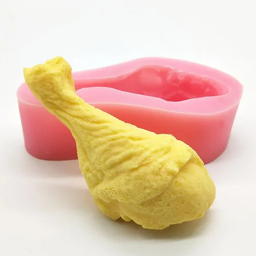 Moldes de vela de pierna de pollo 3D, molde de silicona de pierna de pollo frito, molde de chocolate en forma de comida falsa 3D, molde de jabón de