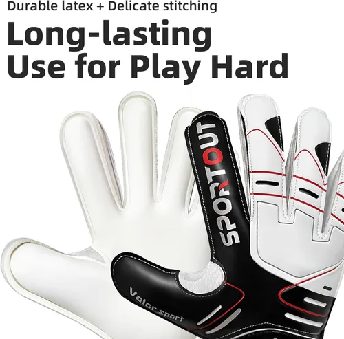 Miniatura 8 de Sportout Guantes de portero para jóvenes y adultos, agarre fuerte para las paradas más difíciles, con protección en los dedos y látex de 4+3MM