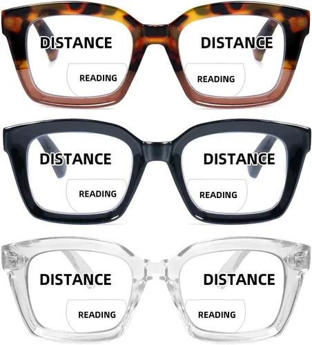 Miniatura 16 de HIYANJN Gafas de lectura bifocales para mujeres y hombres, luz azul, lectores de computadora, lentes de transición superior transparente para mujer
