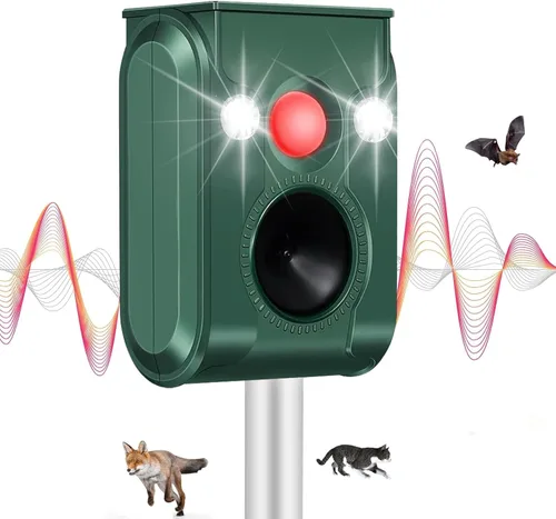 Repelente solar ultrasónico de animales al aire libre, repelente de gatos al aire libre con detección de movimiento, repelente de animales