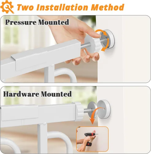Miniatura 4 de Puerta de bebé extra ancha con puerta 53.4-62 pulgadas montada a presión, puerta de seguridad para niños y bebés con cierre automático para puertas