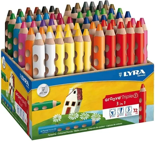 Miniatura 3 de LYRA Groove Triple One - Lápices de madera gruesos 3 en 1, 6 colores surtidos, ideales para niños y escuelas