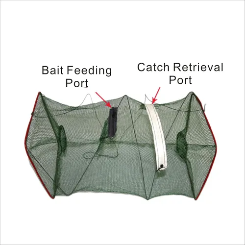 Miniatura 3 de Paquete de 2 trampas de red de pesca plegables para cebo de cangrejos de cangrejo, redes de trampa de cebo de camarones, trampa para cangrejos