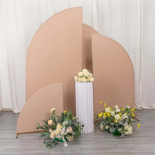 Miniatura 271 de Efavormart - Juego de 4 fundas de elastano beige para arco de media luna, fundas de telón de fondo Chiara de 2.5 pies a 7 pies para escenarios
