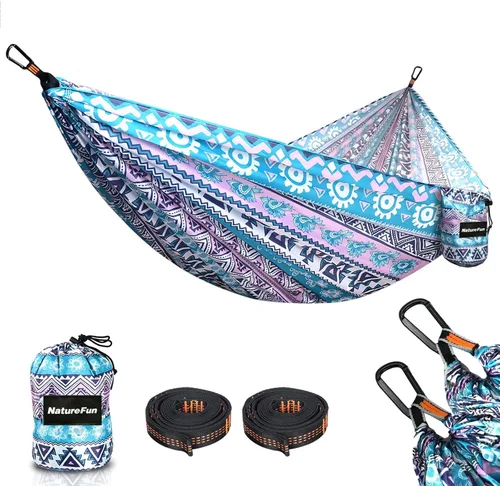 Miniatura 8 de NATUREFUN Hamaca ultraligera para viajes y camping Capacidad de carga de 300 kg, transpirable, de secado rápido Incluye 2 mosquetones premium, 2