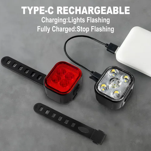 Miniatura 2 de KunHe Bike Lights for Night Riding USB Rechargeable Bike Lights Front and Rear 8+12 Modes Bike Light Set Bicycle Lights Headlight and Taillight Easy