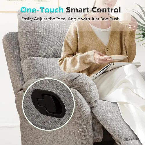 Miniatura 5 de ANJ Silla reclinable giratoria, silla reclinable manual de tela para guardería, sofá mecedora individual, asiento de cine en casa para sala de Azul