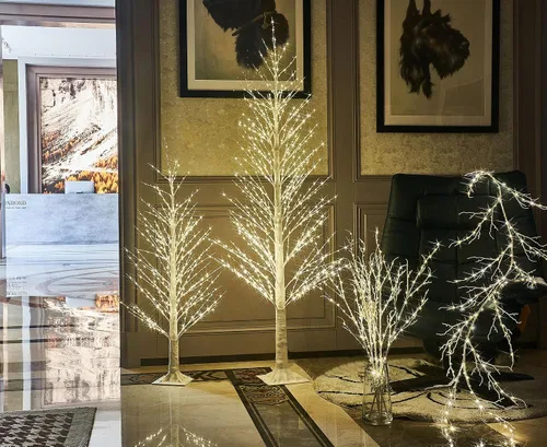 Miniatura 7 de LITBLOOM Árbol alpino de 4 pies, 450 luces LED, árbol de ramitas blancas con luces para interiores y exteriores, decoración de Acción de Gracias