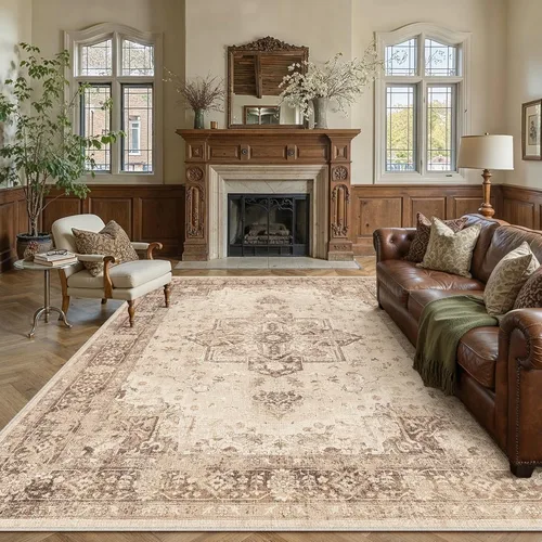 Miniatura 41 de PureCozy - Alfombra de área beige de 8 x 10, lavable, vintage, alfombra para sala de estar, dormitorio, gran alfombra suave retro de pelo bajo