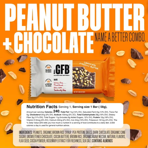 Miniatura 3 de The GFB Barras de proteína de mantequilla de maní de chocolate, sin gluten, a base de plantas, sin OMG, hechas de forma sostenible, ridículamente