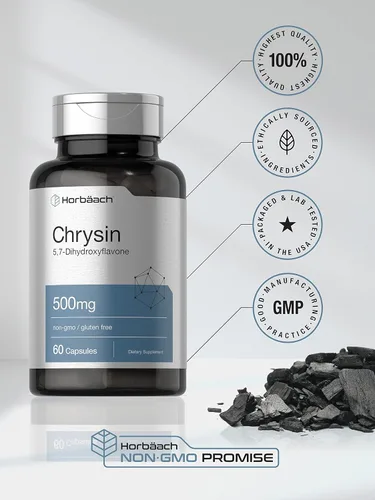 Miniatura 5 de Horbäach Suplemento de crisina 500 mg 60 cápsulas Extracto de flor de la pasión Suplemento sin OMG, sin gluten