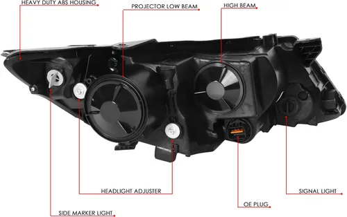 Miniatura 6 de DNA MOTORING HL-OH-KOPT11-BK-CL1 - Par de faros halógenos reflectores transparentes negros compatibles con modelos híbridos Optima Exclude