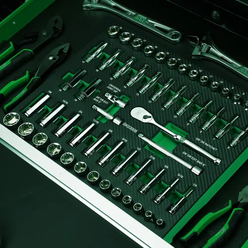 Miniatura 8 de SK Juego de llaves de 3/8" de transmisión con carraca de 160 dientes, 56 piezas, SAE y métricas, acabado SuperKrome, construcción premium CR-V