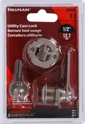 Miniatura 2 de Hardware Essentials 852044 Cerraduras de puerta con llave y leva utilitaria cromadas 1/2 '-Keyed igual