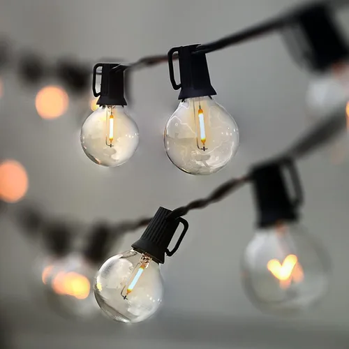 Lampat Cadena de luces, 25 bombillas LED, 25 pies, G40, luces de cadena de globo con bombillas, certificación UL para decoración comercial de