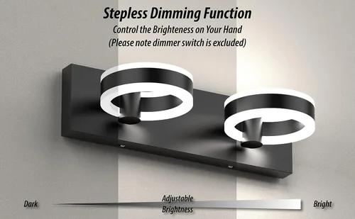 Miniatura 6 de Lámparas LED de baño, luces negras de tocador de 15 pulgadas, modernos apliques de pared acrílicos de 2 luces, accesorio de iluminación de pared