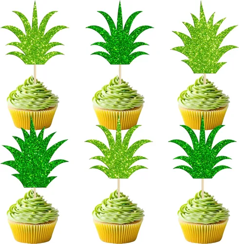 Miniatura 15 de Gyufise 1 pieza de decoración para pastel de cumpleaños Moana con purpurina de hoja de palma, flor de moana para pastel tropical hawaiano Luau, baby