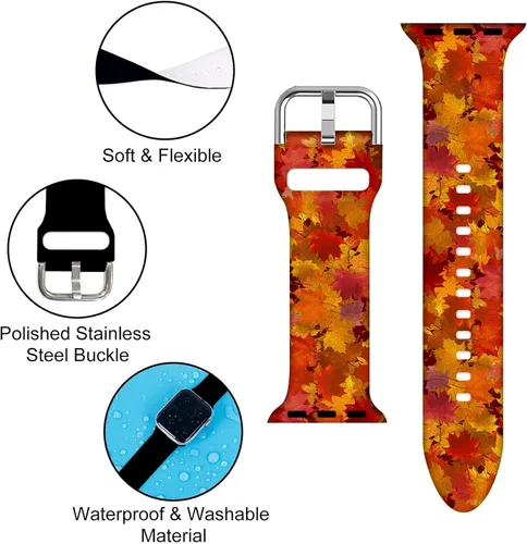 Miniatura 3 de Compatible con Apple Watch de copo de nieve de 38/40/41/42/44/45/46/1.929 in para mujeres y hombres, correa de repuesto de silicona suave para Hojas