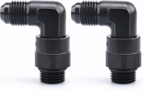 Miniatura 6 de AC PERFORMANCE Adaptador de ajuste de rosca de tubo de aluminio de 90 grados -8 AN macho a -8 AN ORB con junta tórica O Ring Port giratorio, negro