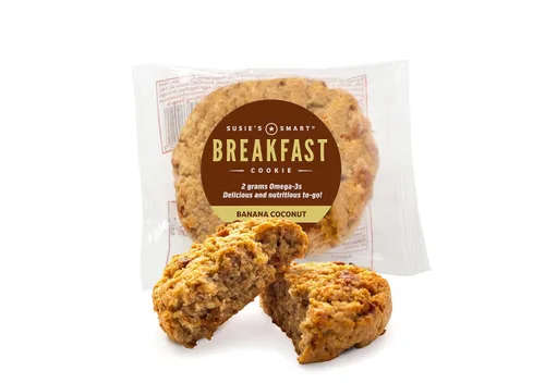 Susie's Smart Breakfast Cookie, Caja mixta de 12 galletas de desayuno (3) nueces de naranja y arándano (3) manzana de jengibre (3) plátano coco (3)