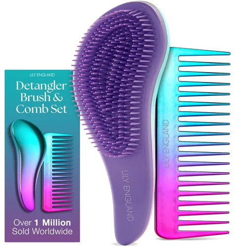 Miniatura 8 de Lily England Cepillos para el cabello para mujeres con cerdas flexibles, cepillo desenredante sin dolor para cabello rizado, grueso, liso y natural