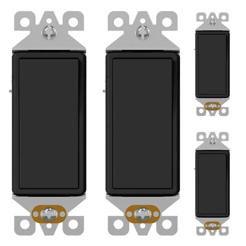 Miniatura 25 de AIDA Paquete de 1 interruptor de luz basculante Decora de 3 vías, interruptores de luz eléctricos con conexión a tierra automática de 15 amperios