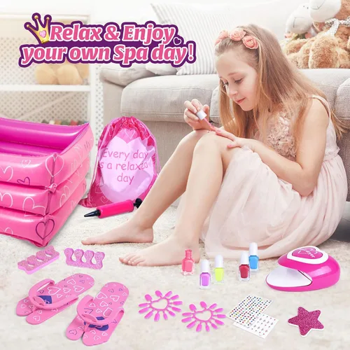 Miniatura 3 de Shemira Set de regalo para niñas de 7, 8, 9, 10 a 12 años, juguetes de día de spa, kit de manicura y pedicura para niños, kit de arte de uñas
