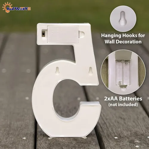 Miniatura 3 de HXWEIYE Letrero con luces LED para números iluminados-5, luces LED para carteles con números de marquesina y 26 letras del alfabeto y 10 números