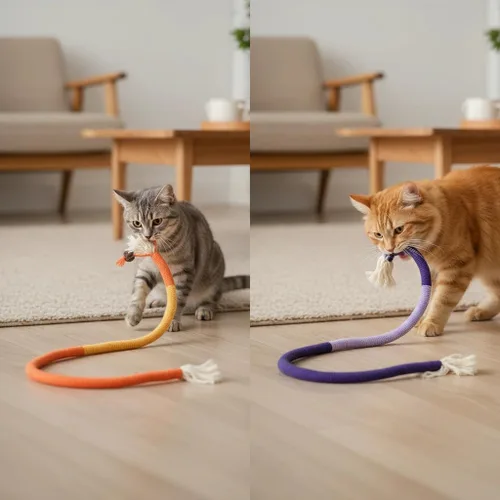 Miniatura 3 de Cuerda masticable duradera y segura: 3 piezas de algodón orgánico natural para gatos de interior, juguetes masticables con infusión de hierba gatera