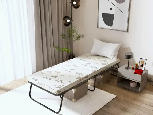 Cama plegable con colchón para adultos y niños, tamaño individual estrecho, cama de invitados plegable con almacenamiento debajo de la cama, montaje
