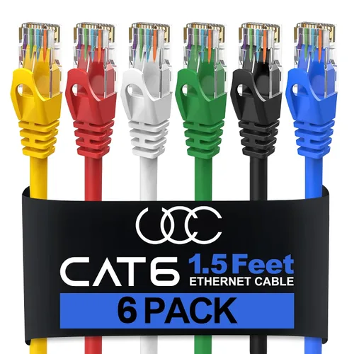 Miniatura 14 de Cable Ethernet Cat6 – Paquete de 10 unidades (5.9 ft) Cat 6 RJ45, LAN, Utp, red, parche, cable de Internet, 6 pies Multi - paquete de 10