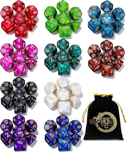 Miniatura 14 de CiaraQ Juego de dados poliédricos - Dados para juegos de rol DND para Calabozos y Dragones, juego de mesa RPG, doble color, 35 piezas