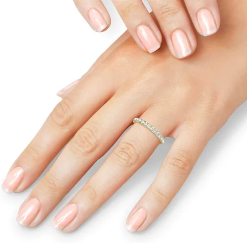 Miniatura 6 de Charles & Colvard Wedding Band - Anillo de boda redondo de oro amarillo de 14 quilates, 0.45 quilates de moissanita redonda de 0.45 quilates por