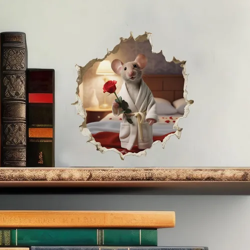 Miniatura 2 de Calcomanía de pared 3D con agujero de ratón para regalo del día de San Valentín