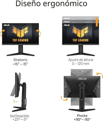 Miniatura 8 de ASUS TUF Gaming Monitor 1080P (VG249QL3A) de 24" (23.8" visible), Full HD, 180Hz, 1ms, Fast IPS, ELMB, FreeSync Premium, compatible con G-SYNC