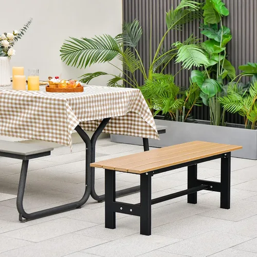 Miniatura 4 de Giantex Paquete de 2 asientos de banco para exteriores, banco de jardín sin espalda, silla exterior de 47 pulgadas resistente a la intemperie