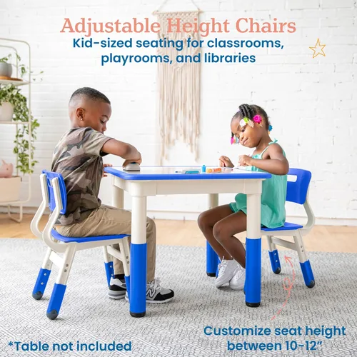 Miniatura 4 de ECR4Kids Silla ajustable para aula, asientos flexibles, color azul, paquete de 2