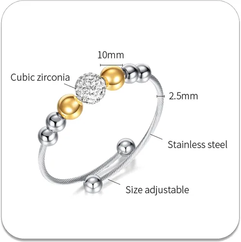 Miniatura 2 de PEAS Pulsera ajustable de cuentas de acero inoxidable, Sin gemas.