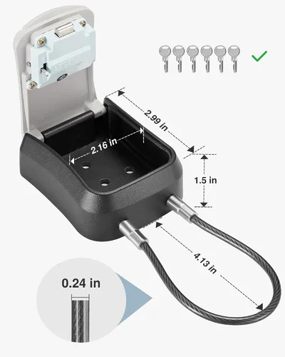 Miniatura 5 de Puroma Caja de seguridad, caja de cerradura portátil con mango de cable extraíble, caja de bloqueo de combinación reiniciable, caja de seguridad