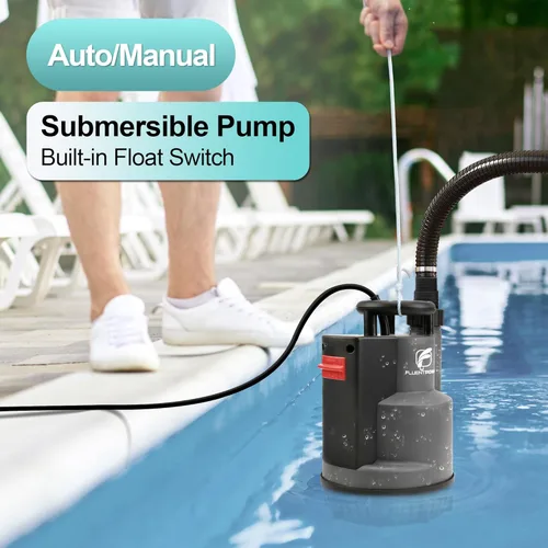 Miniatura 2 de FLUENTPOWER Bomba de Sumidero Sumergible de 3/4HP 3300GPH, Bomba de Agua de Utilidad, Control Auto/Manual por Interruptor de Flotación Integrado