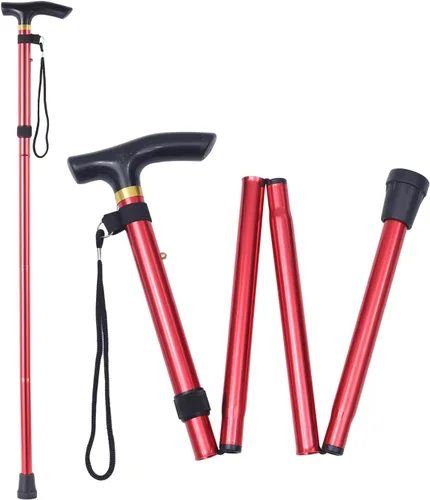 Miniatura 7 de Bastón plegable para hombres, mujeres y ancianos, altura ajustable de 5 niveles, bastón de viaje, bastón plegable y ligero, antideslizante, portátil