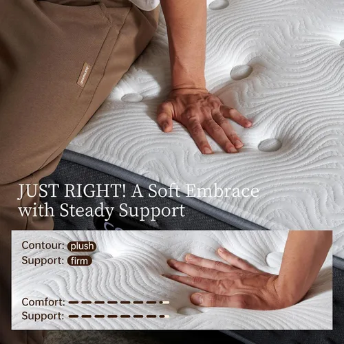 Miniatura 3 de The Feel Most Sleepers Prefer - Colchón híbrido tamaño King, comodidad de espuma viscoelástica contorneada y apoyo equilibrado para personas que