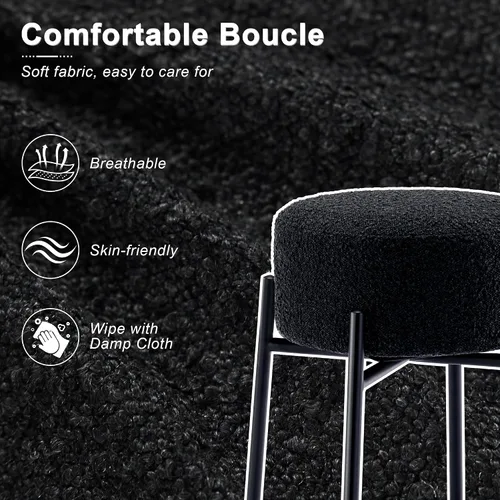 Miniatura 4 de Boucle - Juego de 2 taburetes de mostrador sin espalda, modernos taburetes de bar giratorios con asiento redondo y patas de metal, silla de altura