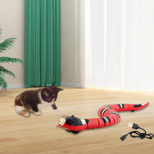 Miniatura 7 de Gralara Inteligente Sensing Serpiente Gato Interacción Jugar USB Recargable Serpiente Eléctrica Juguete Serpiente Falsa Serpiente para April Fools