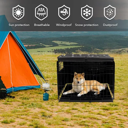 Miniatura 3 de Pet Prime Funda para jaula de perro de 42 pulgadas para jaula de alambre 600D tela Oxford para interiores y exteriores, duradera, impermeable