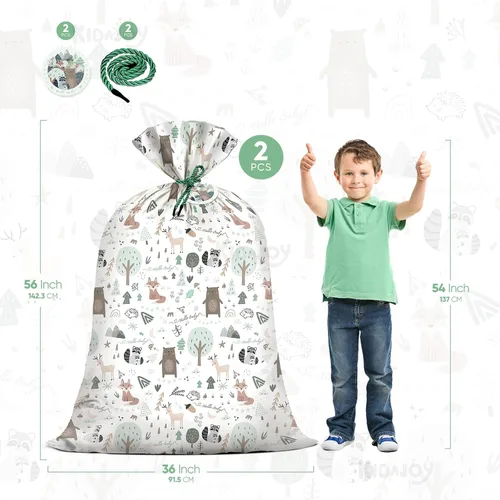Miniatura 2 de 2 bolsas de regalo de plástico extra grandes de animales del bosque para baby shower, 56 x 36 pulgadas, bolsa de regalo de animales del bosque