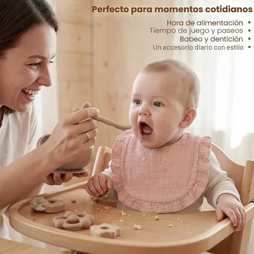 Miniatura 7 de Konssy Baberos de Muselina para Bebé para Niñas – Baberos Suaves de 100% Algodón para Babear, Ribete de Volantes para Recién Nacidos y Niños Rosa
